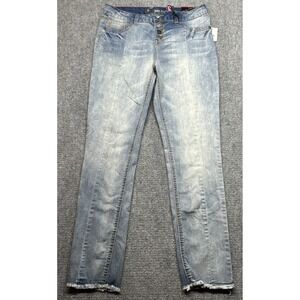 Lee Ankle Crop Jeans Girls 16.5 Blue Button Fly Stretch Raw Hem Pockets New